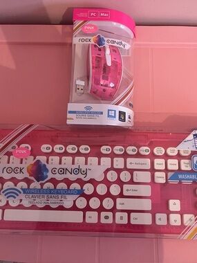 Rock Candy Pink Wireless Keyboard and Mouse Set NIB Old Stock